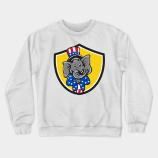 Republican Elephant Mascot Arms Crossed Shield Cartoon Crewneck Sweatshirt